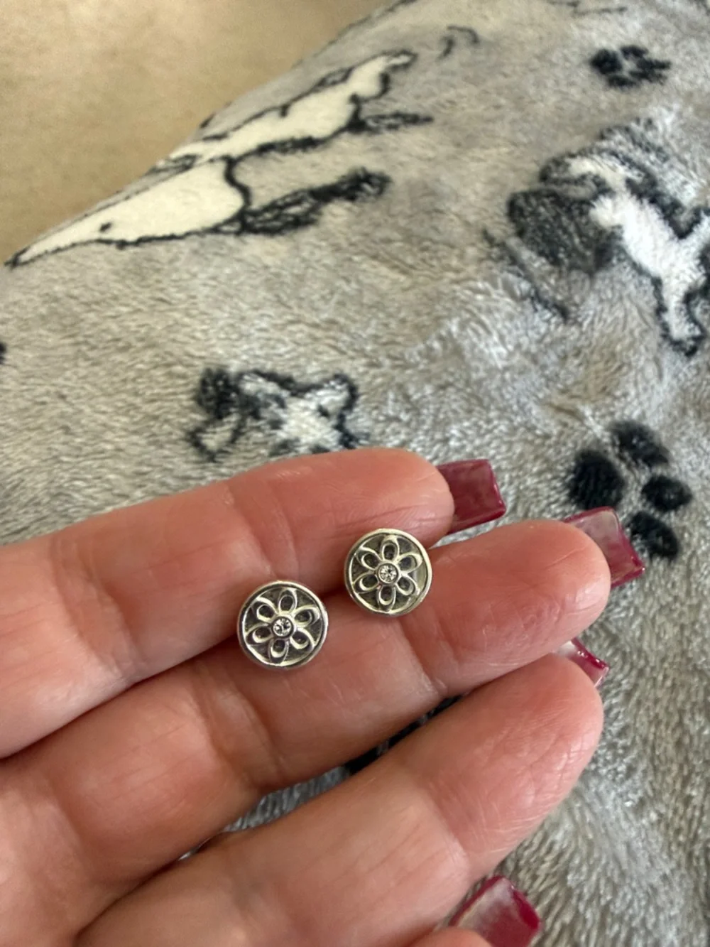 COACH Sterling Silver Floral Button Stud Earrings - Picture 1 of 2